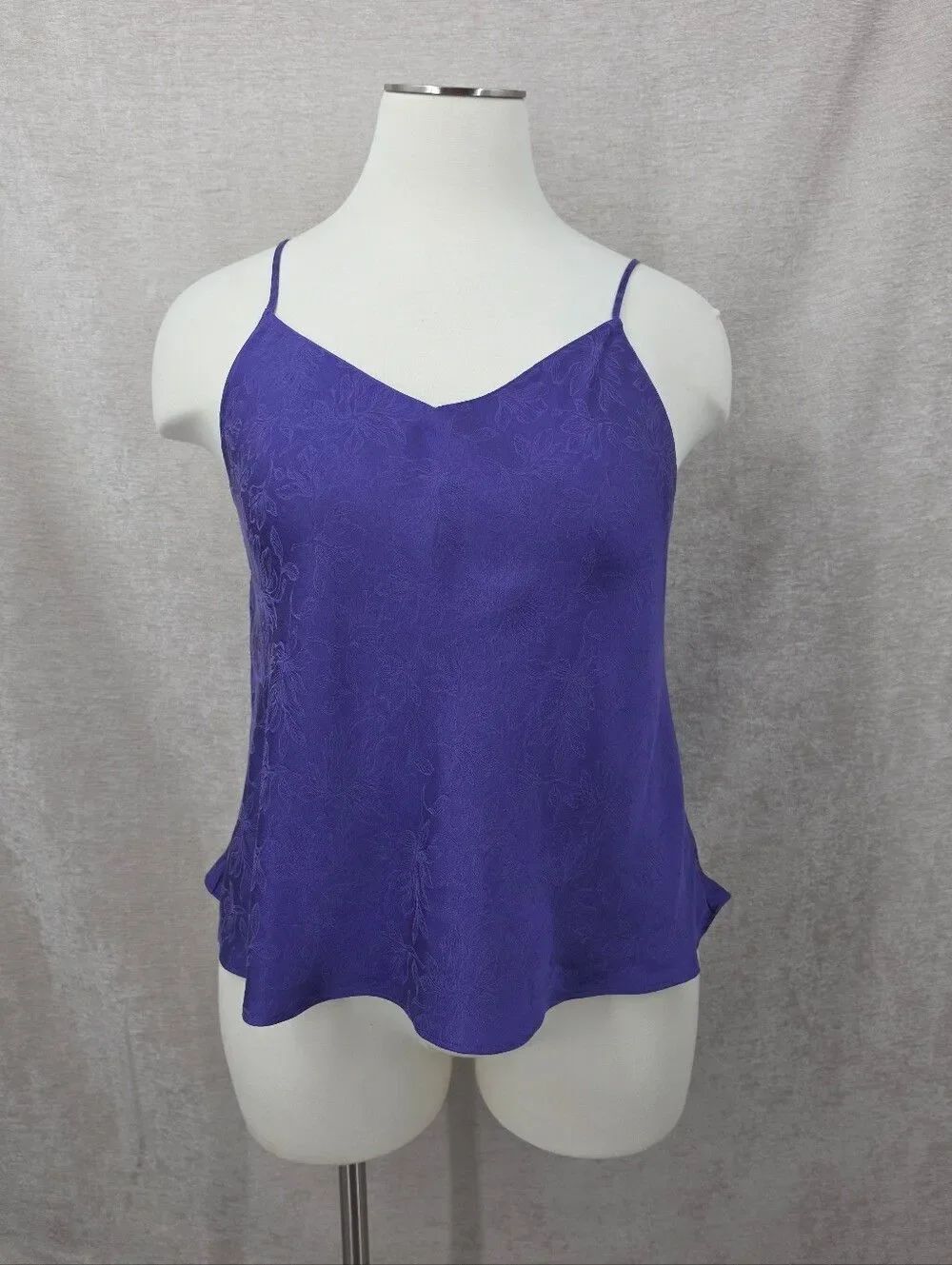 Victoria's Secret Purple Satin Jacquard Spaghetti Strap VNeck Cami Open Back Top